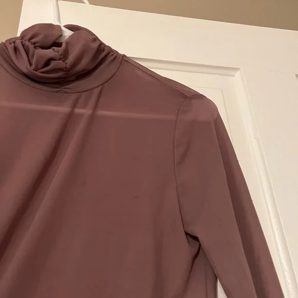 Mauve Zara mock neck layering sheer shirt. Small imperfection see pictures. - Picture 2 of 5